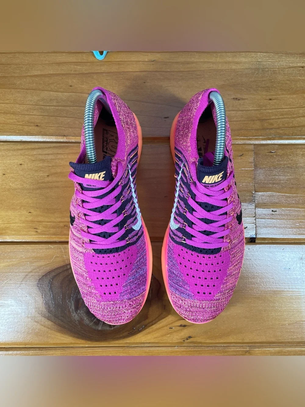 Nike Free RN Flyknit 2016 Kids Size 6.5Y / Womens 8 Pink Purple Running Shoes
